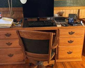 Vintage Executive Desk and Chair Set