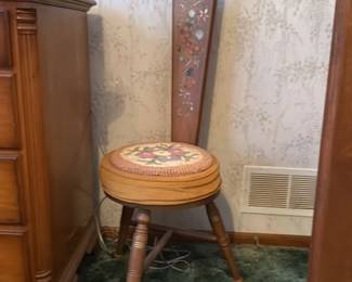 Vintage "Pique Assiette" Inlaid Music Stool