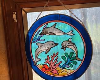 Stained Glass Dolphin Sun Catcher