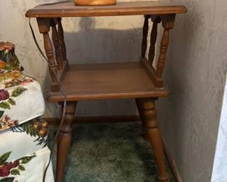 Vintage Wooden Spool Pedestal Side Table