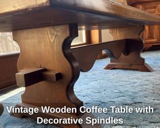 Vintage Wooden Coffee Table with Decorative Spindles