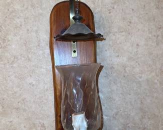 Vintage Wooden Sconce Lamp with Glass Shade