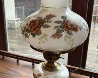 Victorian Style Oil Lamp with Floral Motif