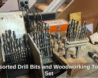 Assorted Drill Bits and Woodworking Tools Set