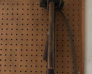 Vintage Wire Rope Grips and Wooden Handle Tool