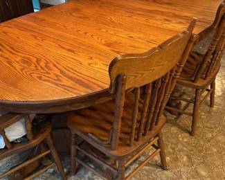 Oak Dining Table and Chairs Set