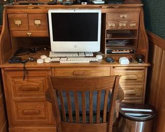Solid Oak Executive Desk with Hutch and Chair