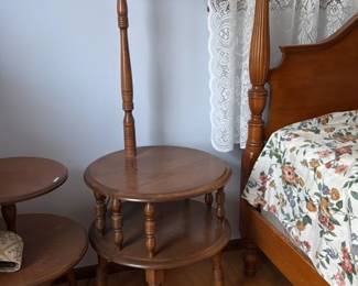 Vintage Spindle Floor Lamp with Tiered Side Tables