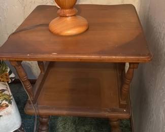 Vintage Wooden Spool Pedestal Side Table