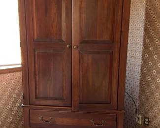 Vintage Wooden Armoire with Drawers