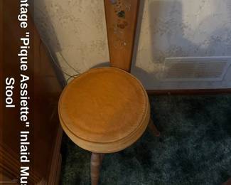Vintage "Pique Assiette" Inlaid Music Stool