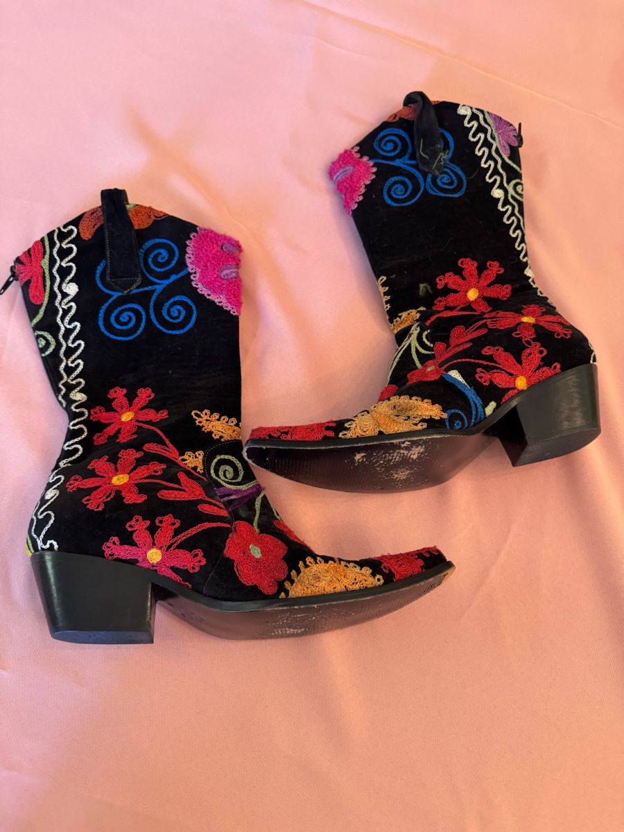 Embroidered Turkish cowboy boots -women's