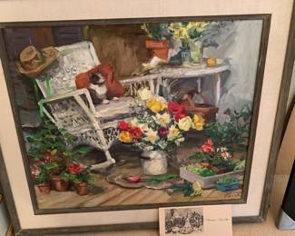 Norma Keith -original, Cat in a Wicker Rocker