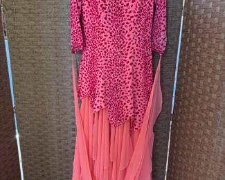 ball room dancing gown -heavily stoned coral modern gown in excellent condition, $395 -available for pre-sale