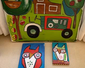 3 colorful original art pieces by Justin