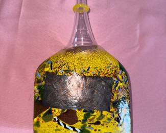blown glass bottle, Costa Boda art glass, signed and numbered Bertel Vallien