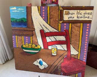 Large Herb Williams on particle board "When Life Gives You Lemons