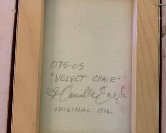 Camille Engel original oil painting, Nashville artist -"Velvet Chair"