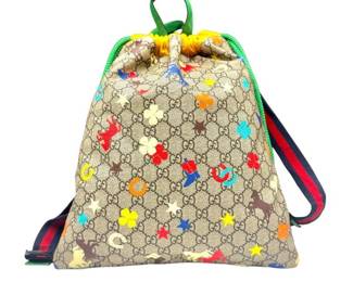 Gucci GG Supreme Horse & Star Print Drawstring Backpack