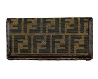 Fendi Zucca Canvas and Leather Continental Wallet