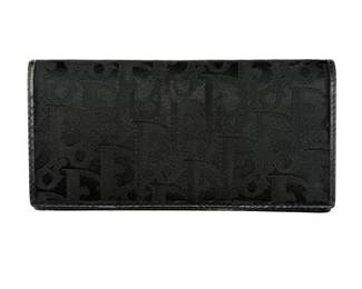Christian Dior Black Trotter Jacquard Leather Long Wallet