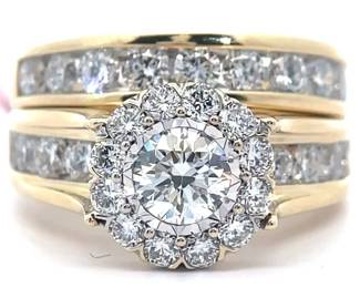 NEW! 3.05 Carat Diamond Engagement & Wedding Ring 2-Piece Set in Yellow Gold