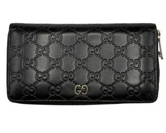 Gucci Black GG Guccissima Leather Zip-Around Wallet