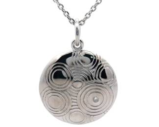Medallion Engraved Swirl Drop Pendant Necklace