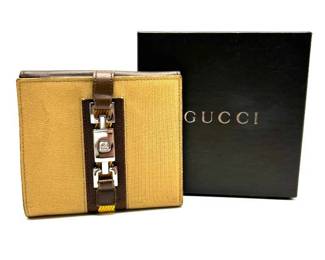 Gucci Canvas and Leather Horsebit Wallet with Box