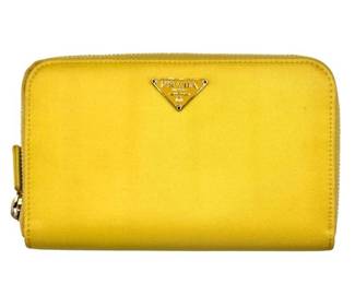 Prada Yellow Tessuto Nylon Zip-Around Wallet