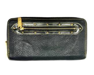 Louis Vuitton Black Suhali Leather Studded Zippy Wallet