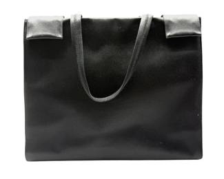 Prada Black Leather Structured Shoulder Tote Bag