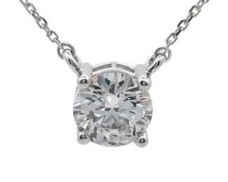 NEW! Classic 2 Carat Diamond Solitaire Necklace in 14k White Gold