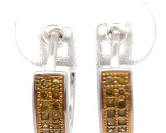 Fancy Yellow Natural Diamond Two-Tone Hoop Earrings
