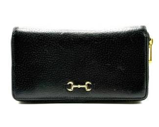 Gucci Black Leather Horsebit Continental Wallet