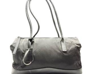Prada Black Tessuto Nylon Shoulder Bag with Leather Trim