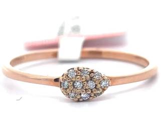 Pavé Natural Diamond Pear Stacking Ring in 18k Rose Gold