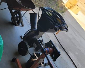 Yard wood chipper, wheelbarrow & tiling supplies