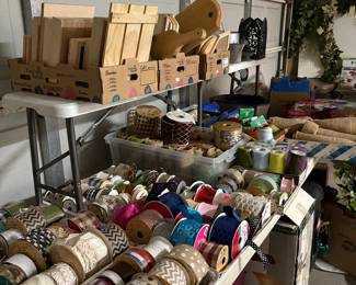 Ribbon, wood craft pieces