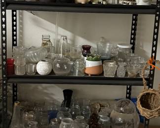 Assorted glassware, clay pots