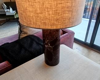 Arhaus Brixton Red Levanto Table Lamp w/ Flax Shade