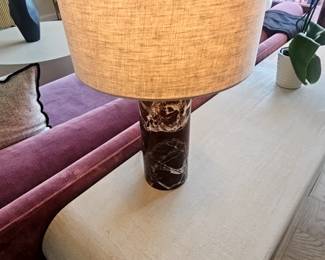 Arhaus Brixton Red Levanto Table Lamp w/ Flax Shade
