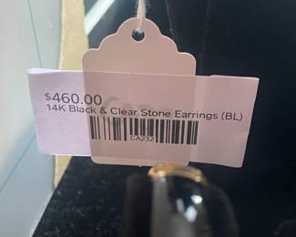 14k Black & Clear Stone Earrings (BL)