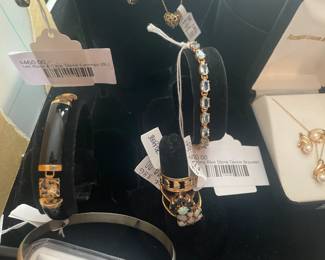 14k Black & Clear Stone Earrings (BL), Sterling Blue Stone Tennis Bracelet