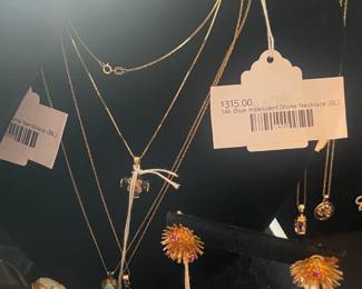 14k Blue Iridescent Stone Necklace (BL)