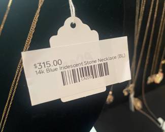 14k Blue Iridescent Stone Necklace (BL)