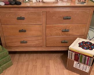 MCM Dresser - matches the headboard in the prior pic, box of records and more!