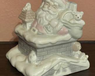 Santa making his way down the chimney