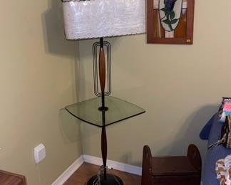 One of the most gorgeous MCM lamp stands I've seen in years! Original shade, working, excellent condition. Premium find!