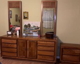 Dresser with mirrors and night stand